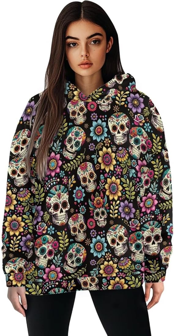 Jekioweii - sugar skull hoodie mens