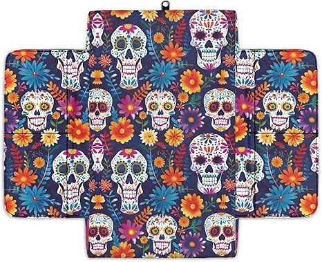 Sugar Skull Car Armrest Cover with Storage Bags Universal Center Console Cover Auto Organizer Protector Interior Accessories Universal Fits SUV Sedan Truck Black - sugar skull car seat covers set