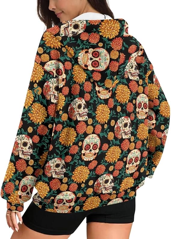 Jekioweii - sugar skull zip up hoodie mens