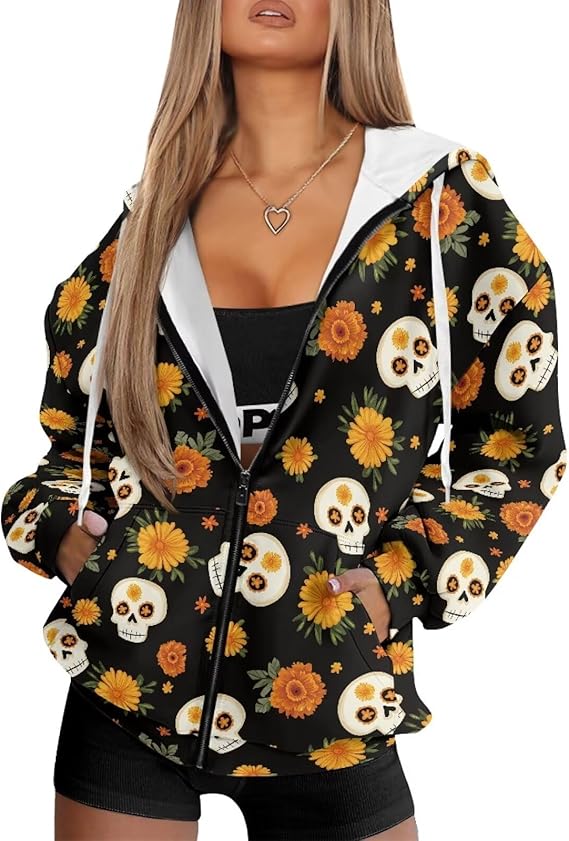 Puganiruo - sugar skull sweatshirt womens