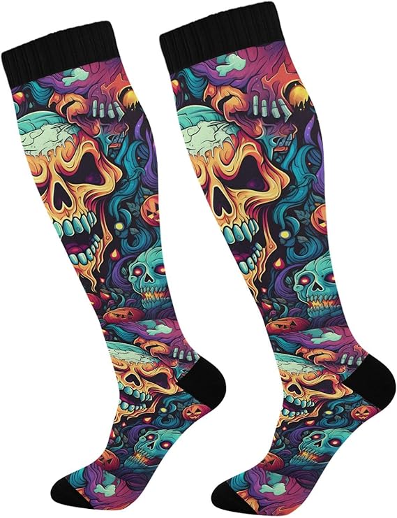 ALAZA - sugar skull socks womens