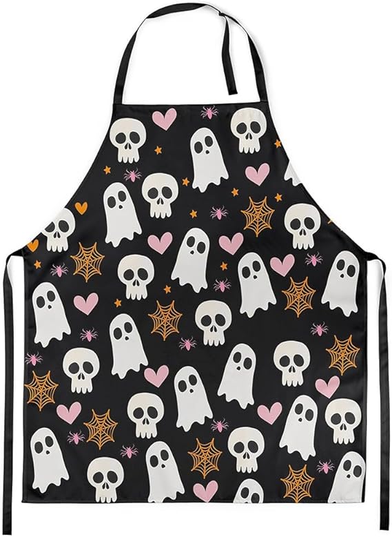 Erosebridal Christmas Tree Apron Reindeer Adjustable Waterproof Apron for Waitress Waiter Chef White Pine Elk Grey Deer - sugar skull apron for women
