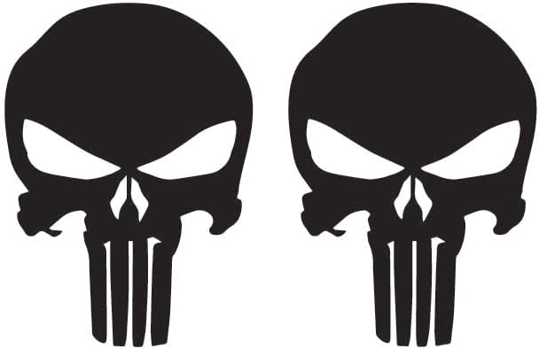 LEENAE Punisher Skull Decal Vinyl Sticker for Car Truck Helmet Decal Van Windows Laptop Sticker, Black Skull Bumper Sticker (2 Pack) | Black | 3" - sugar skull vinyl sticker
