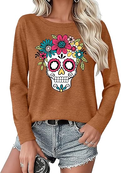 VVNTY - sugar skull long sleeve shirt mens