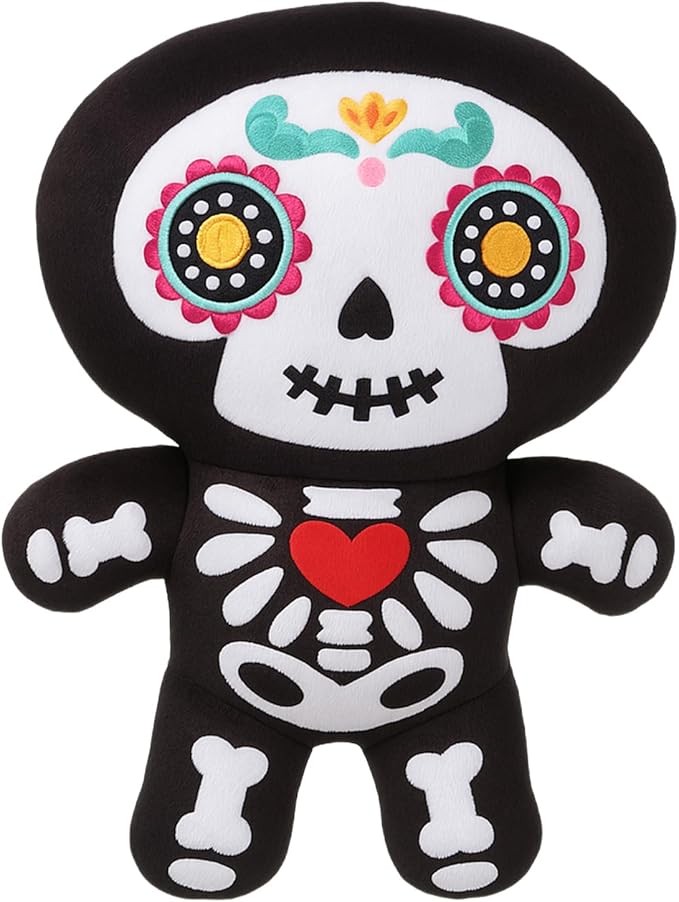 Soulchen 12 Inch Day of The Dead Plush Skeleton Doll Soft Stuffed Sugar Skull Gifts for Dia De Los Muertos Day of The Dead Mexican Christmas Party Decorations Supplies - sugar skull christmas decorations