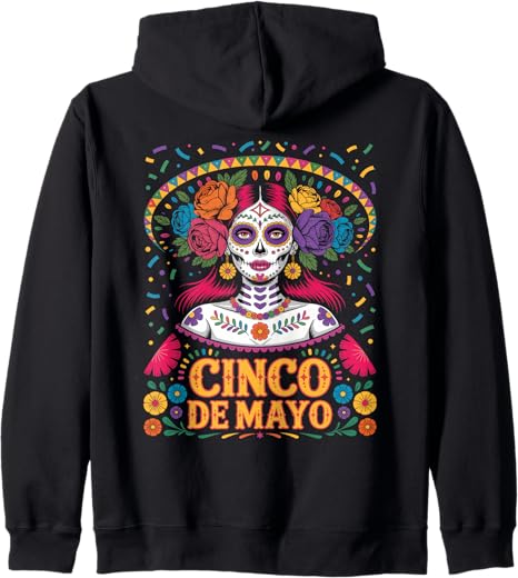 Cinco De Mayo Sugar Skull Festival Outfit - sugar skull zip up hoodie mens