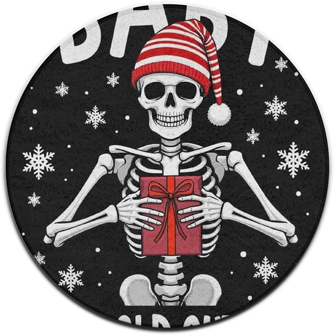 Large Home Decor Mat, Soft Round Yoga Carpet, Non Slip Machine Washable Kitchen Office Circle Rug Christmas Skeleton Funny Sugar Skull - sugar skull yoga mat