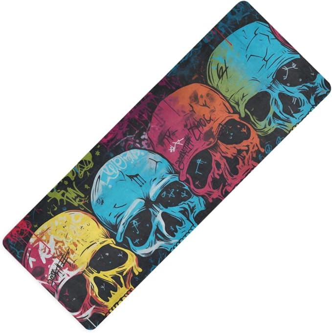 Colorful Skulls Hippies printed yoga mat bulk Thick 1 mm for outdoor non slip, with Yoga bag cover tapete para ejercicio 71x26 inches - sugar skull yoga mat