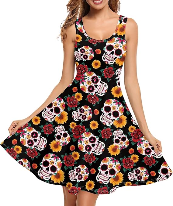 Cjfognsoa - sugar skull dress womens