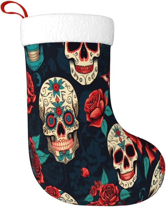 HSHIDHZ - sugar skull socks womens