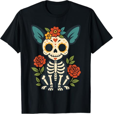 Chihuahua Dia De Los Muertos Decorations - sugar skull t-shirt womens