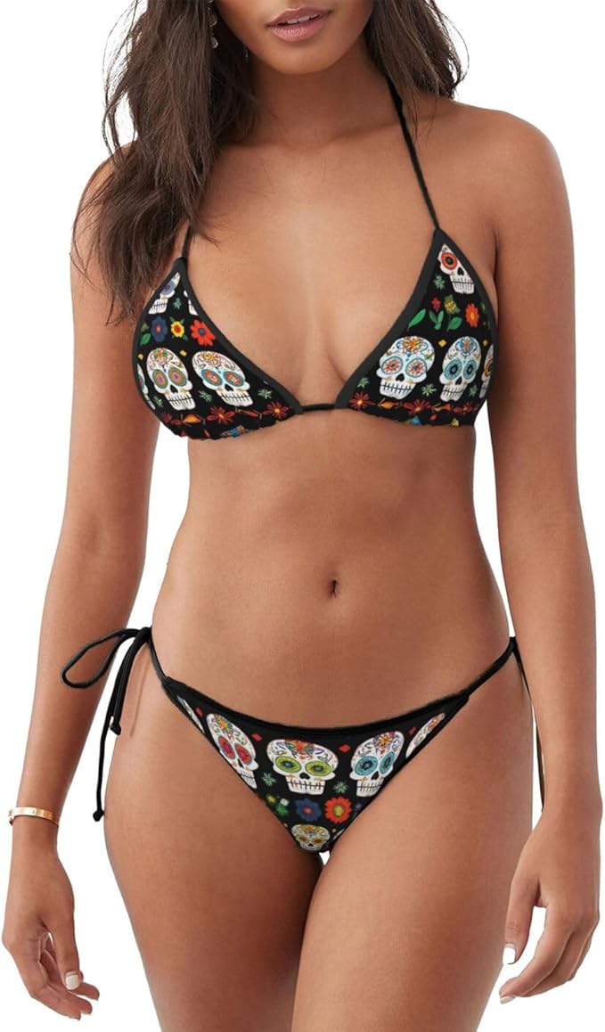 WOEZKEX - sugar skull bikini set