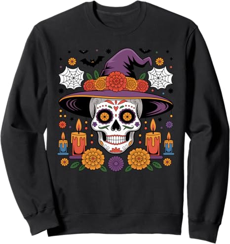 Sugar Skull Witch Hat Tee Shirts for Halloween - sugar skull beanie