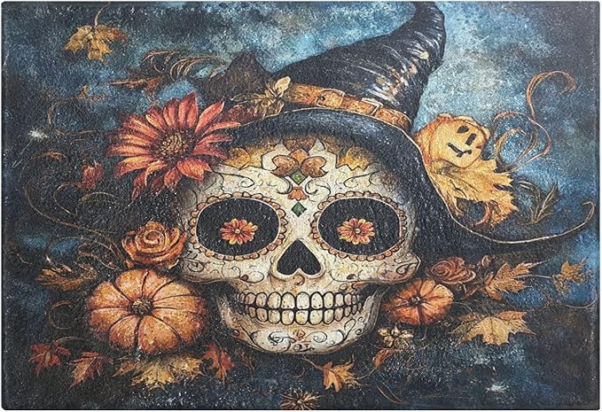 ALAZA Sugar Skull Pumpkins Bath Mat Rectangle Non-Slip Absorbent Bathroom Rug Floor Mat for Bathroom Living Room Bedroom,16 x 24 inch - sugar skull floor mat