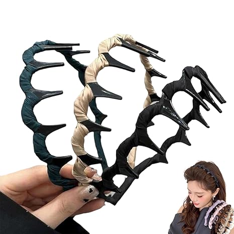 Retro High Skull Pearl Headband, Satin Vintage High Cranium Artificial Pearl Hairband, Bridal Hair Hoop Rhinestones for Women, Wedding Party Elegant Reversible Headband with Teeth (Satin 3pcs, 3) - sugar skull flower crown