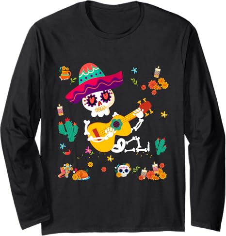 Day of the Dead Sugar Skull Skeleton Mens Shirts - sugar skull long sleeve shirt mens