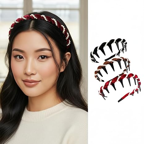 High Skull Headband Vintage High Cranium Artificial Pearl Hairband Hair Hoop Rhinestones for Women,Vintage high Cranium headband with Teeth Retro high Skull Pearl headband for Women hair band - sugar skull flower crown