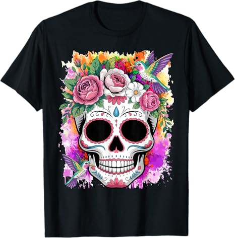 Skull Halloween Lover Gift Co. - sugar skull t-shirt womens