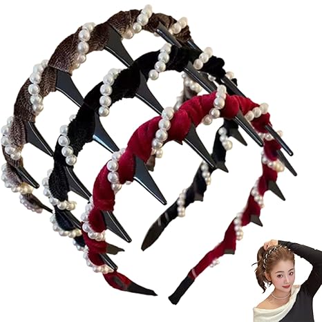 Retro High Skull Pearl Headband, Vintage Style High Cranium Artificial Pearl Hairband, Adjustable Anti-Slip Decorative Hair Bands, Pretty Beaded Accessory for Everyday Wear (3 All, One Size) - sugar skull flower crown