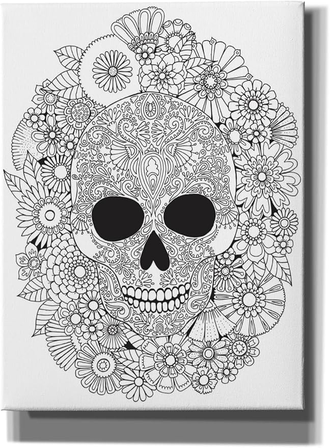 Epic Graffiti 'Sugar Skull Wreath' by Hello Angel Canvas Wall Art, 12" x 16" - sugar skull wreath for front door