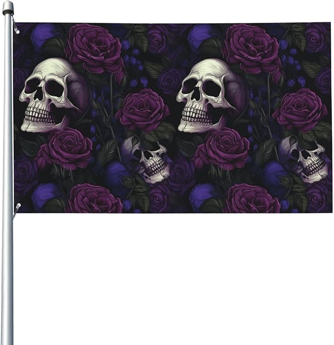 Gothic Rose Sugar Skull Flag 3 X 5 Ft Yard Garden Decorations Banner Funny Poster For Home Company Indoor Outdoor - sugar skull poster print