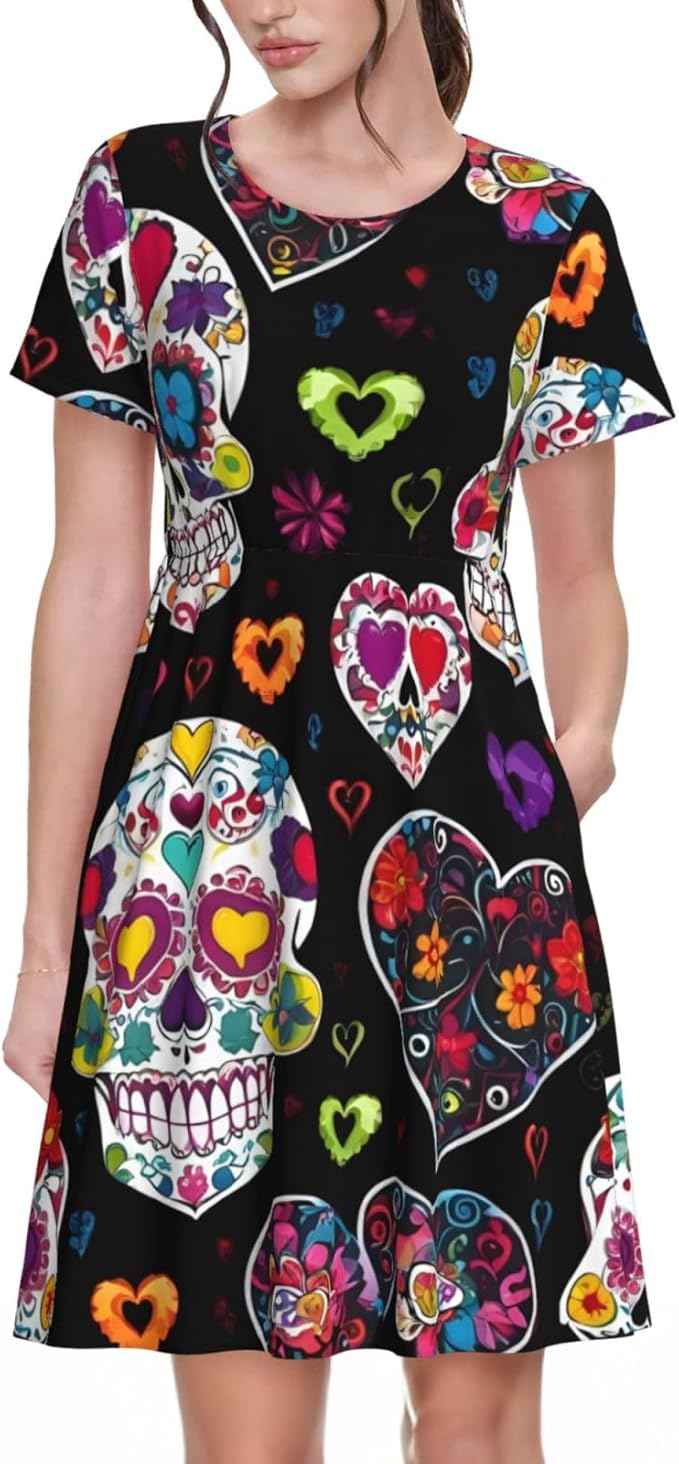 FKGKDF - sugar skull dress womens
