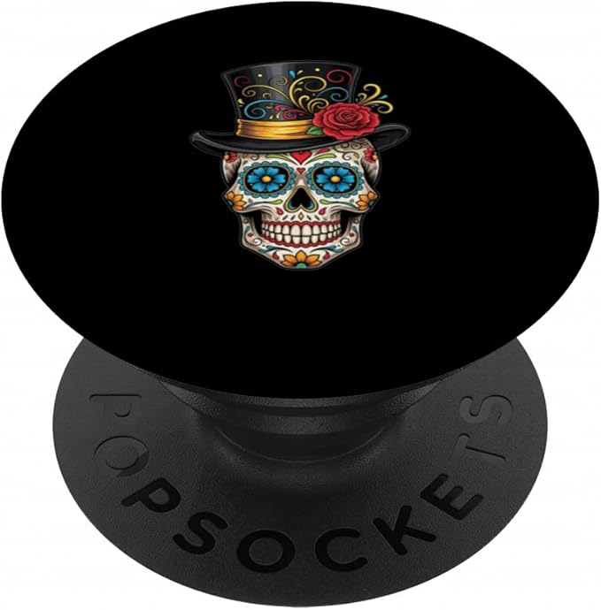 Sugar Skull Top Hat Red Rose Halloween Artwork - sugar skull beanie