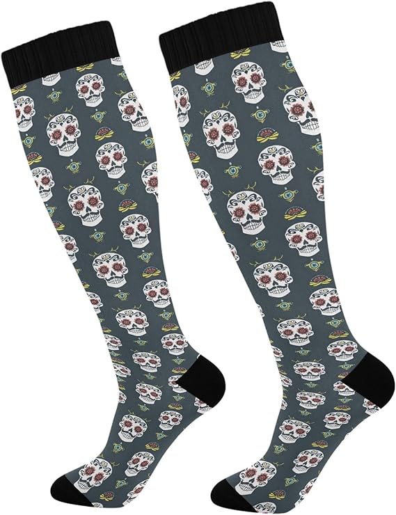ALAZA - sugar skull socks womens