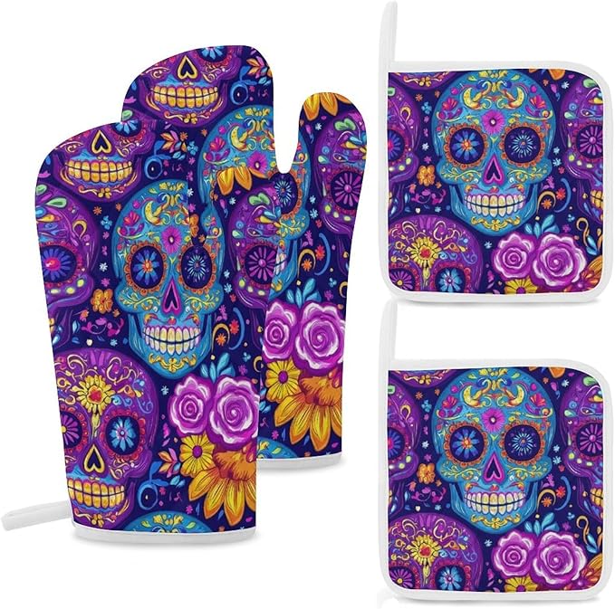 GregTins - sugar skull winter gloves