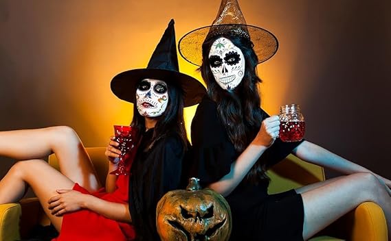 21PCS Face Tattoos Stickers for Women Men, Halloween Face Tattoos for Adults, Skeleton Face Tattoo Sugar Skull Costume for Party Favor Decorations Supplies - sugar skull temporary tattoo