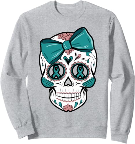 Skull Awareness Threads - sugar skull sweatshirt womens