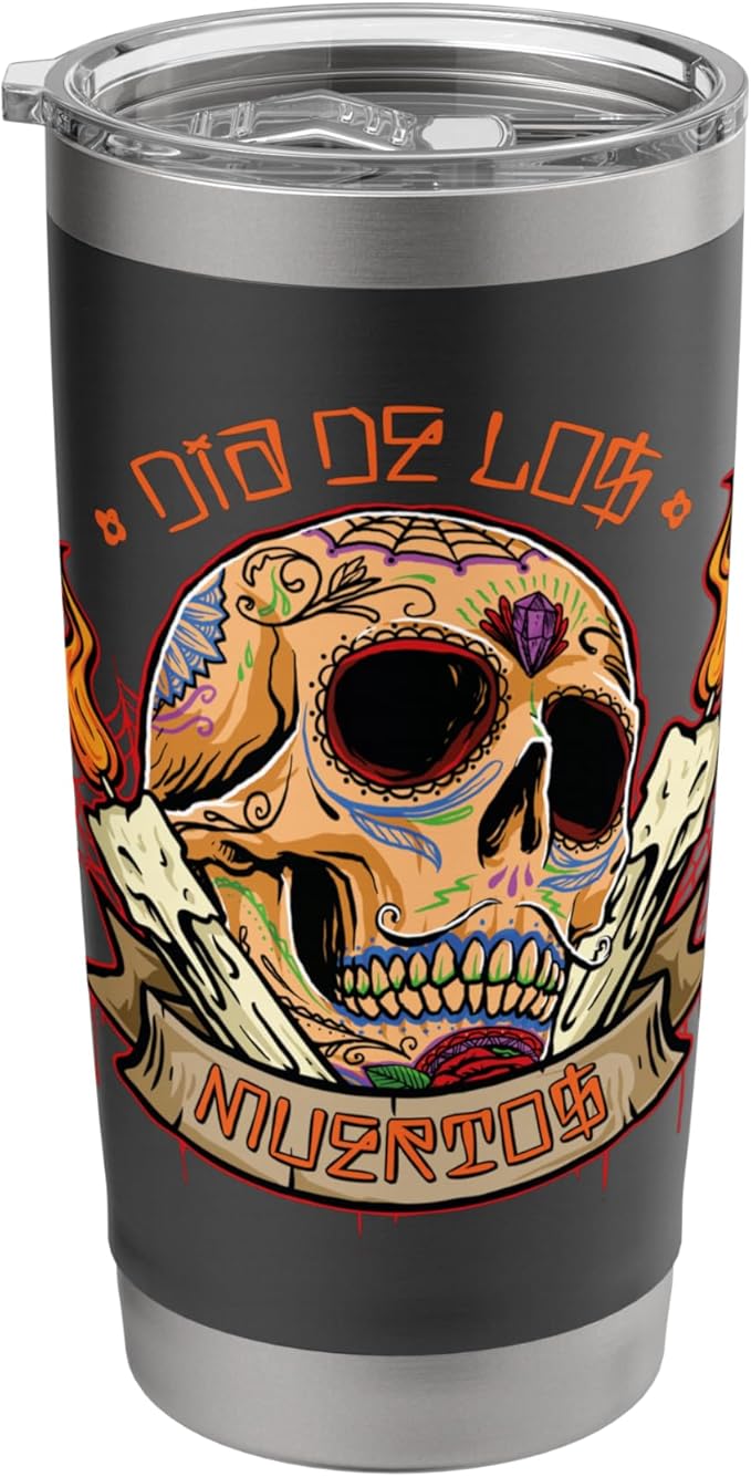 Sugar Skull Candles | Camiseta Day of the Dead Stainless Steel Insulated Tumbler - sugar skull candle holder