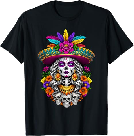 Dia De Los Muertos Mexico Day Of The Dead - sugar skull t-shirt womens