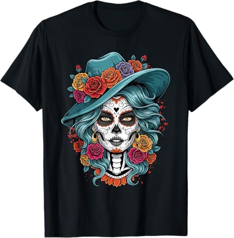 De Los Muertos Halloween Day of The Dead Apparel. - sugar skull t-shirt womens