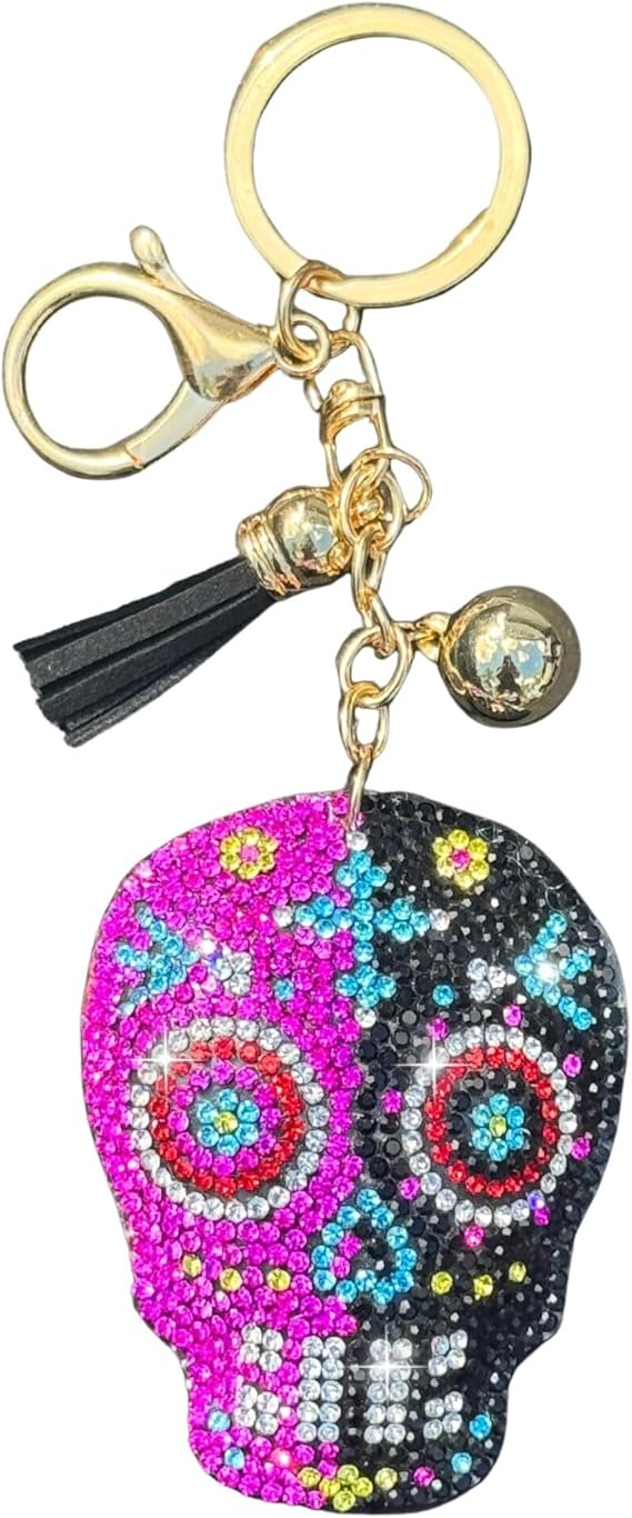 Rhinestone Keychains for Women and Girls, Bling Purse Charms, Birthday Gifts for Her, Backpack Accessory, Bag Charms - sugar skull handbags for sale