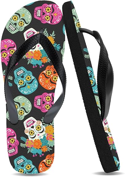 Generic - sugar skull flip flops womens