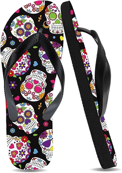 Generic - sugar skull flip flops womens