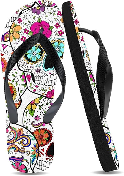 Generic - sugar skull flip flops womens