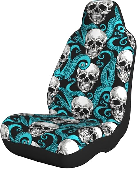 Octopus Blue Kraken Sugar Skull Car Seat Cover Front Seat Protector Covers Car Decor Universal Fit for Truck SUV 1 - sugar skull car seat covers set