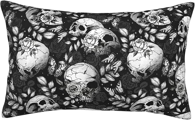 20x30 Inch Flower Sugar Skull Standard Pillow Cases, Ultra Soft Microfiber Pillow Cover, Hidden Zipper, for Bedroom Couch Living Room Decor Gifts - sugar skull throw pillow