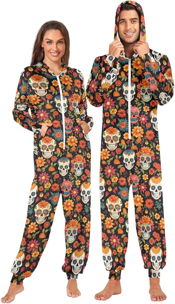 CHIFIGNO - sugar skull pajamas womens