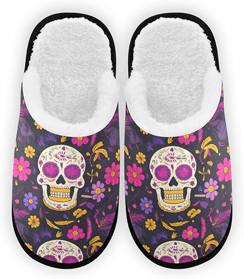 Dussdil - sugar skull slippers womens