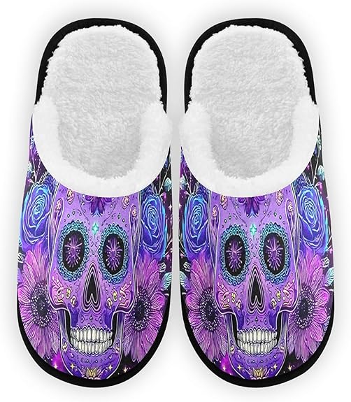 Dussdil - sugar skull slippers womens
