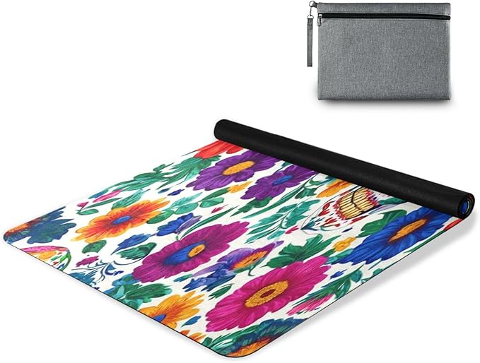 Terrible Sugar Skulls Yoga Mat for Women Men 71" x 26" Non Slip Exercise & Fitness Mat 1mm Thick Workout Mat for Yoga, Pilates, Come with Storage Bag - sugar skull yoga mat