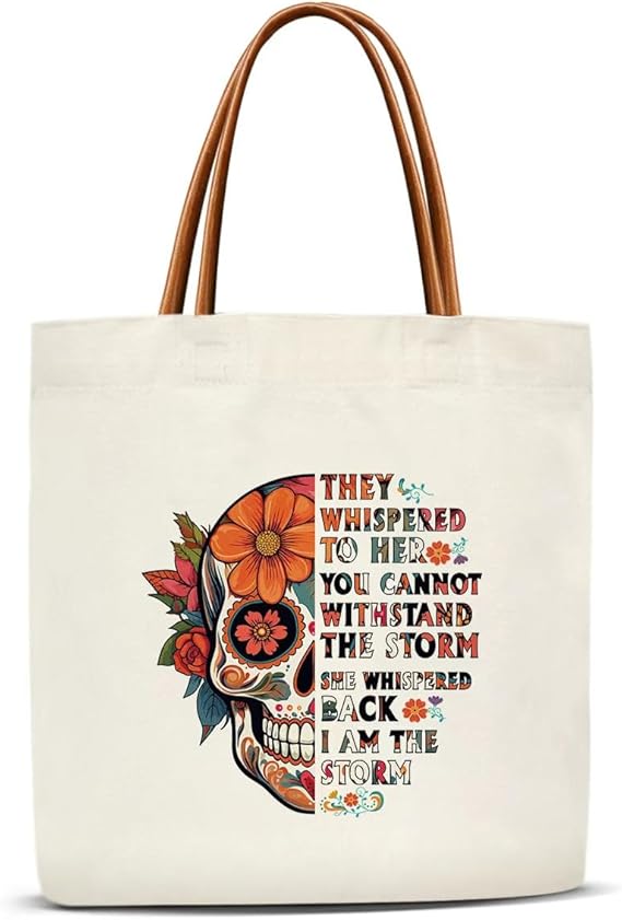 Canvas Tote Bag for Women, Aesthetics Tote Bag, Gifts for Women Reusable Inspirational Gifts Beach Bags - canvas sugar skull tote bag