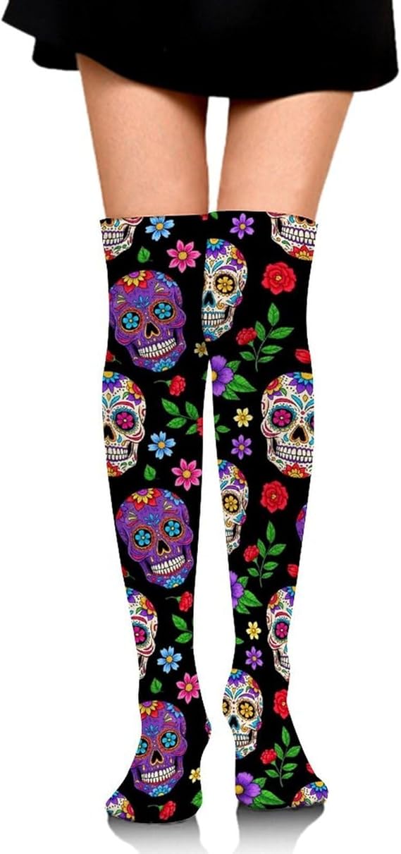 Meaudiwes - sugar skull socks womens