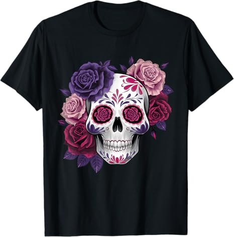 Day Of The Dead Mexico Dia De Los Muertos Merch - sugar skull t-shirt womens