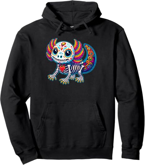 Mab Sugar Skull Axolotl Lovers Day Of The Dead Tee - sugar skull hoodie mens