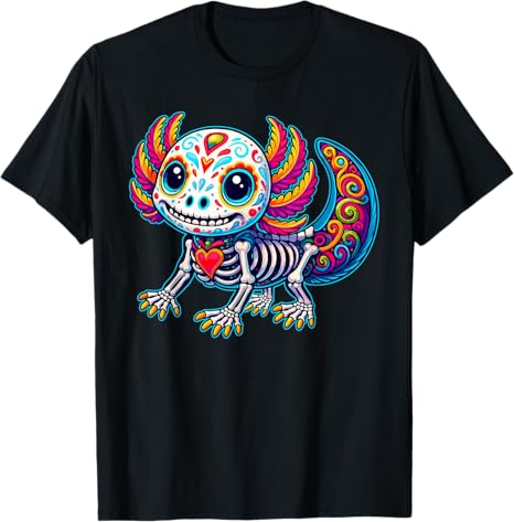 Mab Sugar Skull Axolotl Lovers Day Of The Dead Tee - sugar skull t-shirt womens