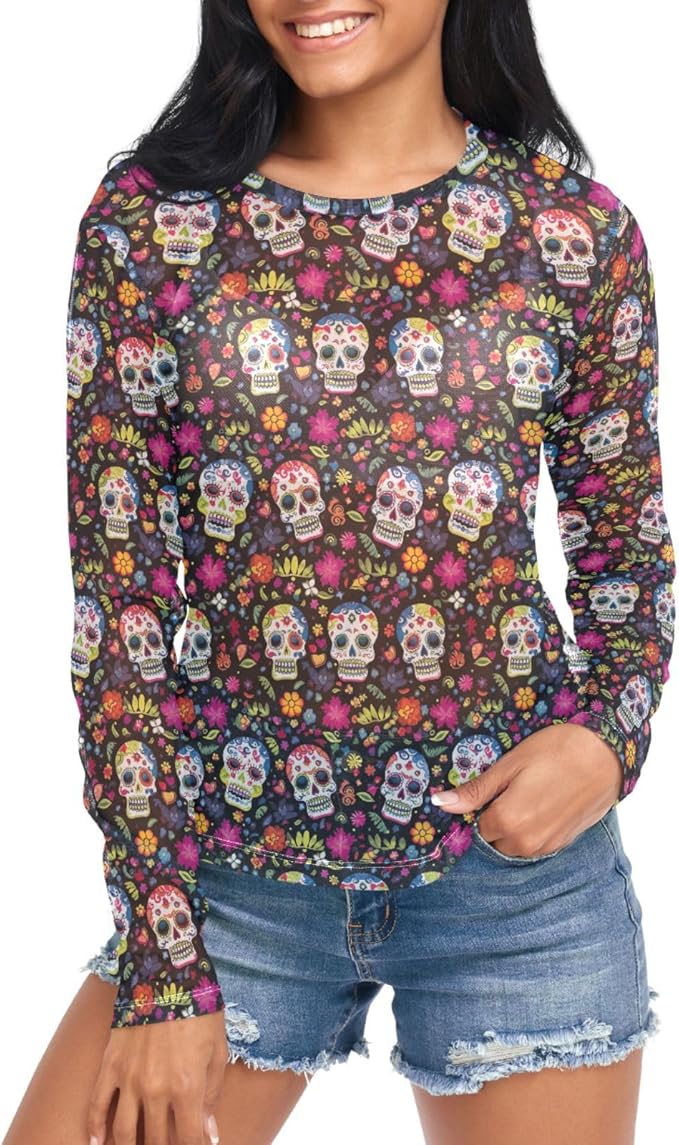 AMmao - sugar skull long sleeve shirt mens